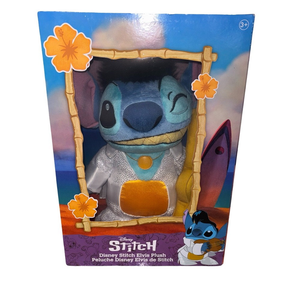 Disney Stitch Elvis Plush Just Play Lilo & Stitch White Sequin Jumpsuit